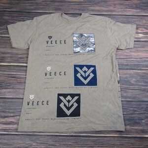 Veece Mens Medium Beige Short Sleeve Graphic Tee T Shirt
